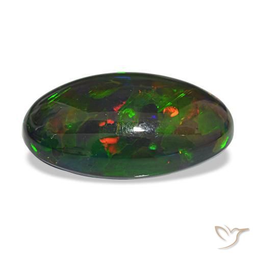 12,21 ctw natürlicher mehrfarbiger Schwarzer Opal, Oval Schliff, Lichtundurchlässig