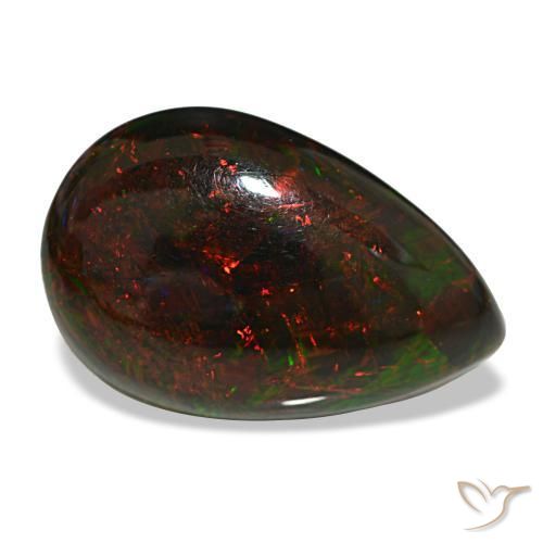 9,50 ctw natürlicher mehrfarbiger Schwarzer Opal, Birnenform, Lichtundurchlässig