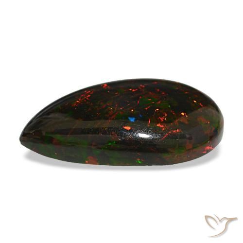 9,50 ctw natürlicher mehrfarbiger Schwarzer Opal, Birnenform, Lichtundurchlässig