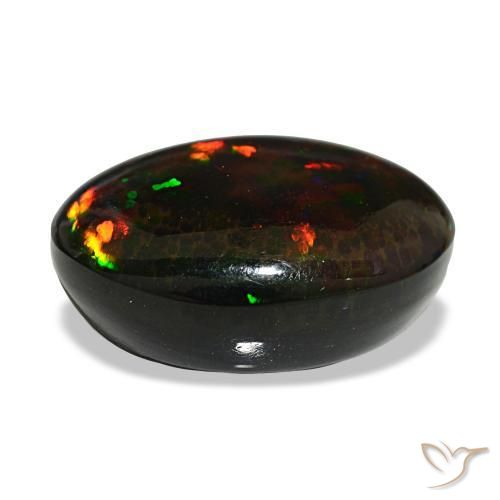 14,90 ctw natürlicher mehrfarbiger Schwarzer Opal, Oval Schliff, Lichtundurchlässig
