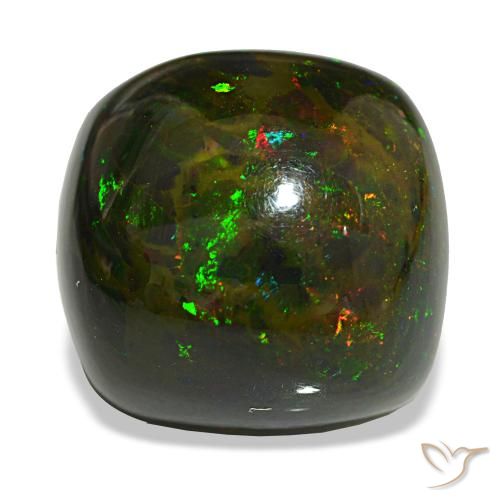 20,02 ctw natürlicher mehrfarbiger Schwarzer Opal, Kissenschliff, Lichtundurchlässig