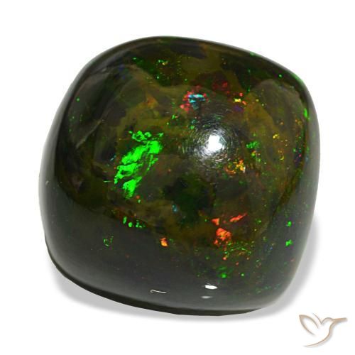 20,02 ctw natürlicher mehrfarbiger Schwarzer Opal, Kissenschliff, Lichtundurchlässig