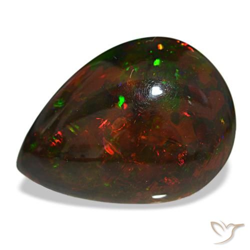 18.88ct Mehrfarbiger Schwarzer Opal, Birnenform, Lichtundurchlässig