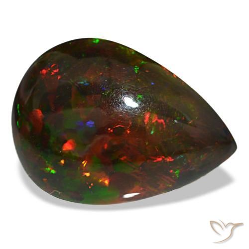 18,88 ctw natürlicher mehrfarbiger Schwarzer Opal, Birnenform, Lichtundurchlässig