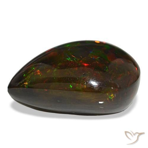 18,88 ctw natürlicher mehrfarbiger Schwarzer Opal, Birnenform, Lichtundurchlässig