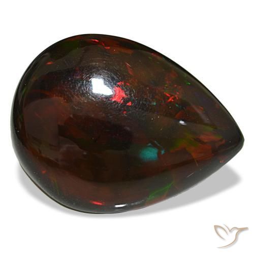 19,33 ctw natürlicher mehrfarbiger Schwarzer Opal, Birnenform, Lichtundurchlässig