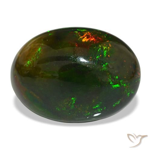 13,97 ctw natürlicher mehrfarbiger Schwarzer Opal, Oval Schliff, Lichtundurchlässig