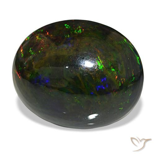 21,50 ctw natürlicher mehrfarbiger Schwarzer Opal, Oval Schliff, Lichtundurchlässig