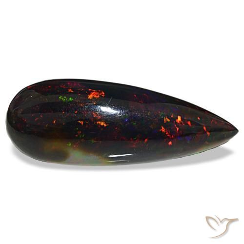 32,18 ctw natürlicher mehrfarbiger Schwarzer Opal, Birnenform, Lichtundurchlässig