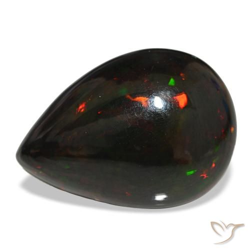 14.48ct Mehrfarbiger Schwarzer Opal, Birnenform, Lichtundurchlässig