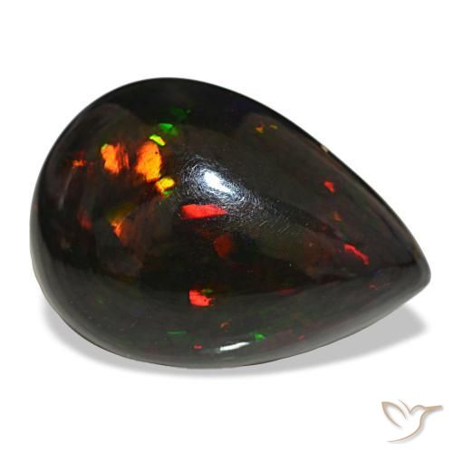 14,48 ctw natürlicher mehrfarbiger Schwarzer Opal, Birnenform, Lichtundurchlässig