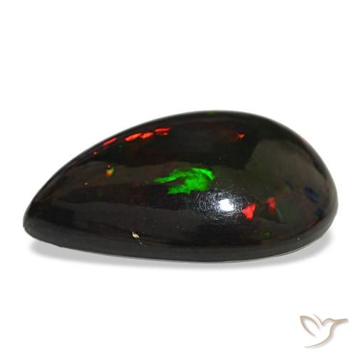14,48 ctw natürlicher mehrfarbiger Schwarzer Opal, Birnenform, Lichtundurchlässig