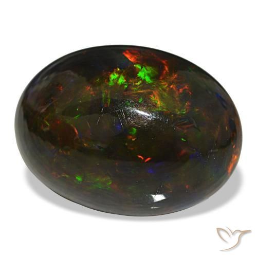 18,89 ctw natürlicher mehrfarbiger Schwarzer Opal, Oval Schliff, Lichtundurchlässig