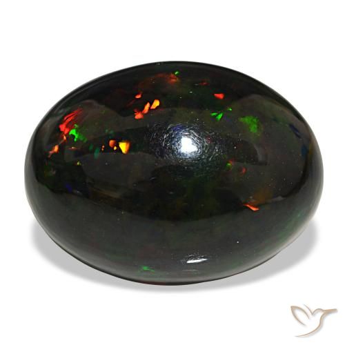 25,47 ctw natürlicher mehrfarbiger Schwarzer Opal, Oval Schliff, Lichtundurchlässig