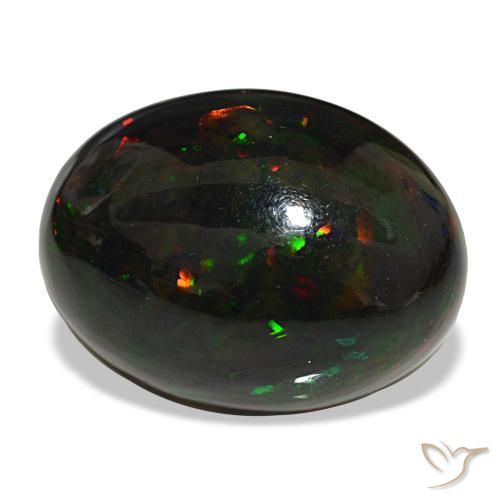 25,47 ctw natürlicher mehrfarbiger Schwarzer Opal, Oval Schliff, Lichtundurchlässig