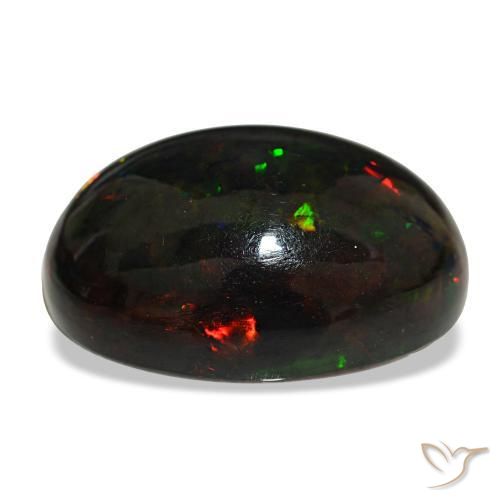 25,47 ctw natürlicher mehrfarbiger Schwarzer Opal, Oval Schliff, Lichtundurchlässig