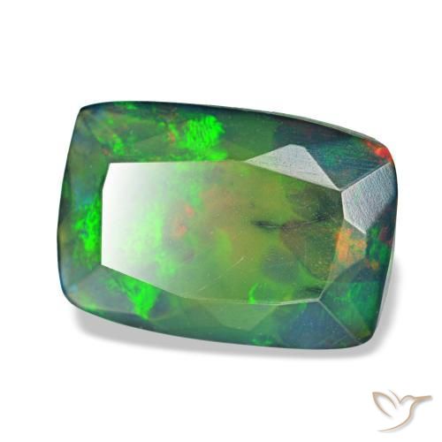1,36 ctw natürlicher mehrfarbiger Schwarzer Opal, Kissenschliff, Lichtdurchlässig