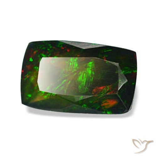 1,13 ctw natürlicher mehrfarbiger Schwarzer Opal, Kissenschliff, Lichtdurchlässig