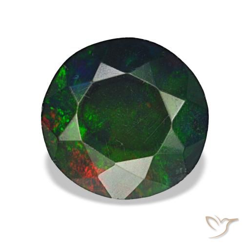1.08ct Mehrfarbiger Schwarzer Opal, Rund, Lichtundurchlässig