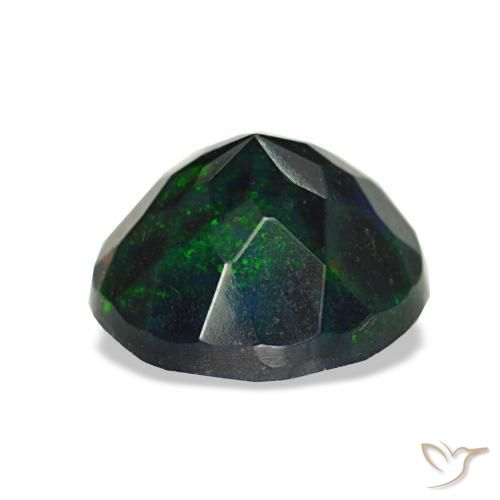 1,08 ctw natürlicher mehrfarbiger Schwarzer Opal, Rundschliff, Lichtundurchlässig