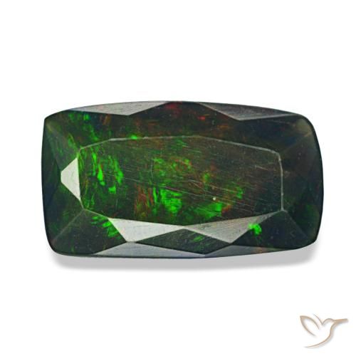 1,42 ctw natürlicher mehrfarbiger Schwarzer Opal, Kissenschliff, Lichtundurchlässig