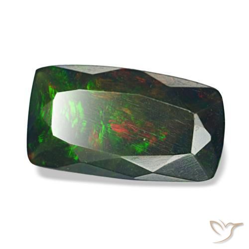 1,42 ctw natürlicher mehrfarbiger Schwarzer Opal, Kissenschliff, Lichtundurchlässig