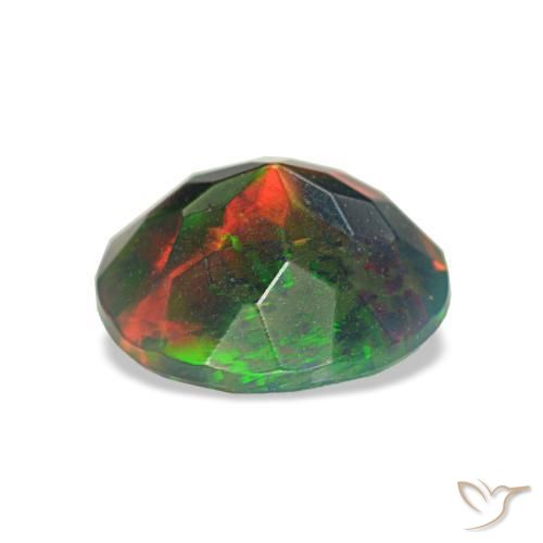1,00 ctw natürlicher mehrfarbiger Schwarzer Opal, Rundschliff, Lichtundurchlässig