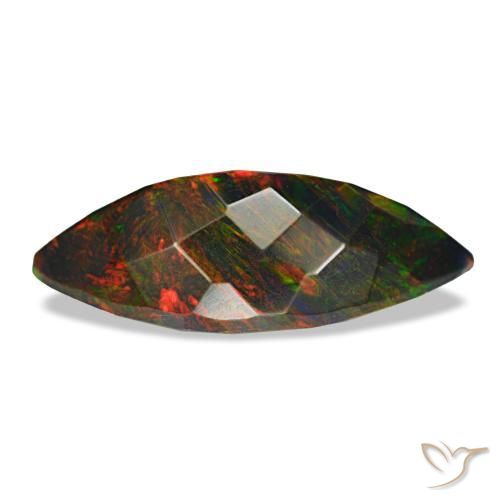 3,24 ctw natürlicher mehrfarbiger Schwarzer Opal, Marquise, Lichtundurchlässig