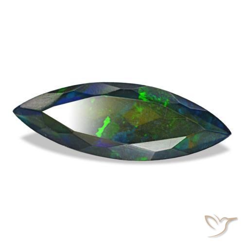 2,19 ctw natürlicher mehrfarbiger Schwarzer Opal, Marquise, Lichtdurchlässig