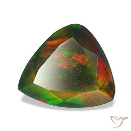 1,60 ctw natürlicher mehrfarbiger Schwarzer Opal, Trillion, Lichtdurchlässig