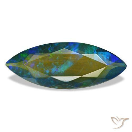 2,86 ctw natürlicher mehrfarbiger Schwarzer Opal, Marquise, Lichtdurchlässig