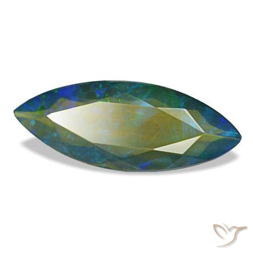 2,86 ctw natürlicher mehrfarbiger Schwarzer Opal, Marquise, Lichtdurchlässig
