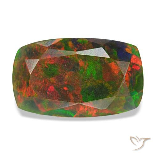1,86 ctw natürlicher mehrfarbiger Schwarzer Opal, Kissenschliff, Lichtundurchlässig