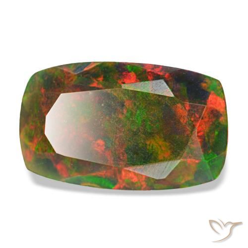 1,86 ctw natürlicher mehrfarbiger Schwarzer Opal, Kissenschliff, Lichtundurchlässig