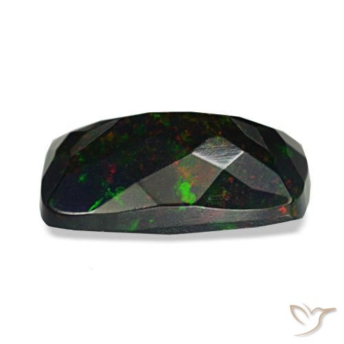 1,58 ctw natürlicher mehrfarbiger Schwarzer Opal, Kissenschliff, Lichtundurchlässig