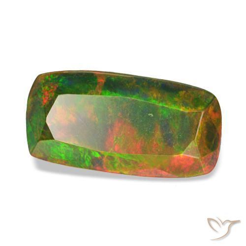 1,62 ctw natürlicher mehrfarbiger Schwarzer Opal, Kissenschliff, Lichtundurchlässig