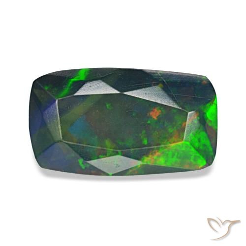 1,36 ctw natürlicher mehrfarbiger Schwarzer Opal, Kissenschliff, Lichtdurchlässig