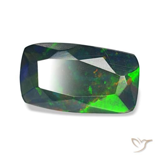 1,36 ctw natürlicher mehrfarbiger Schwarzer Opal, Kissenschliff, Lichtdurchlässig