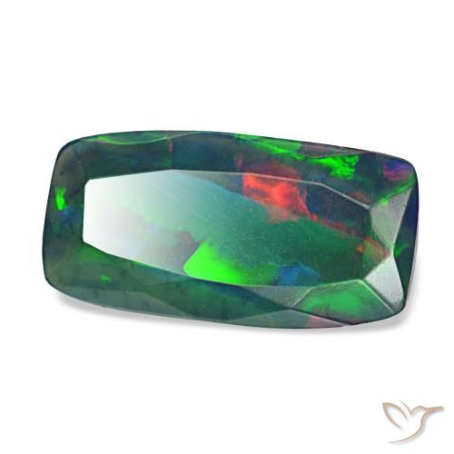 1,28 ctw natürlicher mehrfarbiger Schwarzer Opal, Kissenschliff, Lichtdurchlässig
