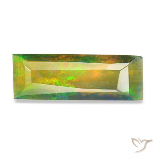 0,89 ctw natürlicher mehrfarbiger Schwarzer Opal, Baguette, Lichtdurchlässig