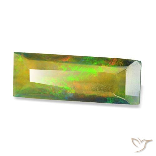 0,89 ctw natürlicher mehrfarbiger Schwarzer Opal, Baguette, Lichtdurchlässig