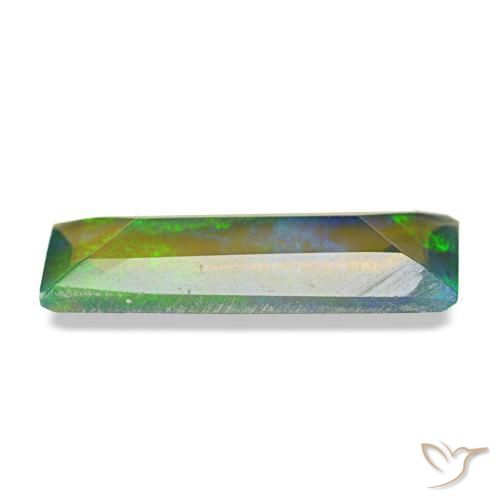 0,89 ctw natürlicher mehrfarbiger Schwarzer Opal, Baguette, Lichtdurchlässig