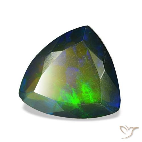 1,90 ctw natürlicher mehrfarbiger Schwarzer Opal, Trillion, Lichtdurchlässig