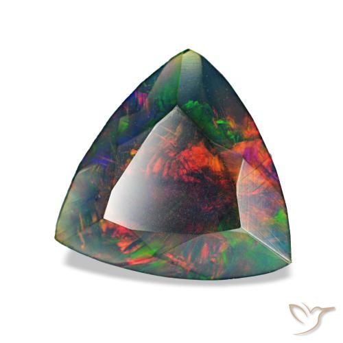 1,22 ctw natürlicher mehrfarbiger Schwarzer Opal, Trillion, Lichtundurchlässig