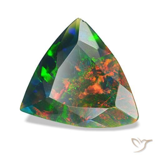 1,53 ctw natürlicher mehrfarbiger Schwarzer Opal, Trillion, Lichtundurchlässig