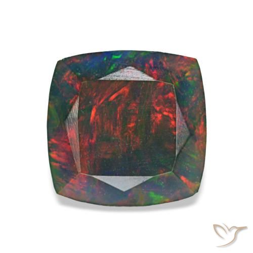 1,45 ctw natürlicher mehrfarbiger Schwarzer Opal, Kissenschliff, Lichtundurchlässig