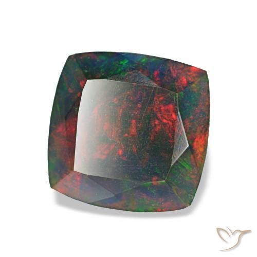 1,45 ctw natürlicher mehrfarbiger Schwarzer Opal, Kissenschliff, Lichtundurchlässig