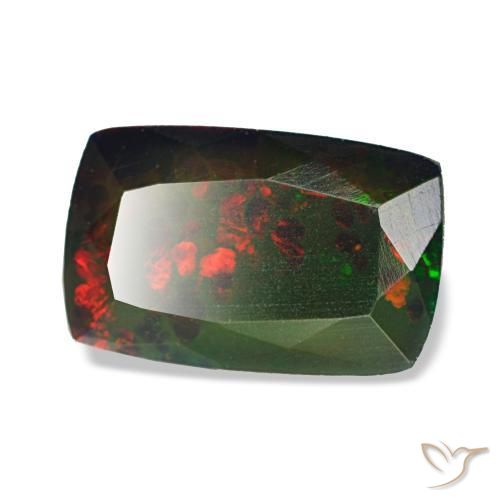 1,72 ctw natürlicher mehrfarbiger Schwarzer Opal, Kissenschliff, Lichtundurchlässig
