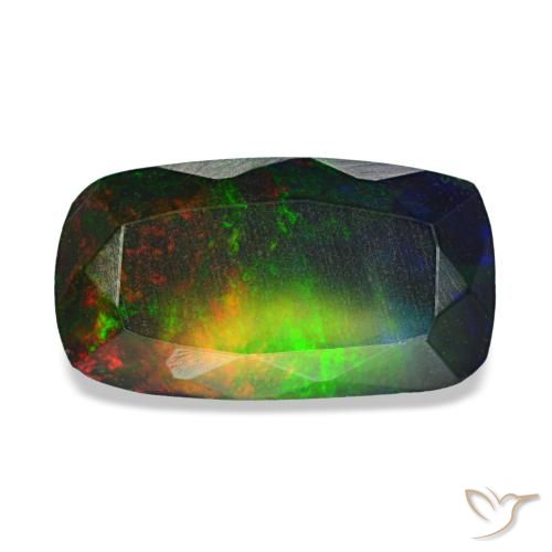 1,09 ctw natürlicher mehrfarbiger Schwarzer Opal, Kissenschliff, Lichtdurchlässig