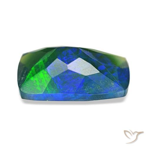 1,42 ctw natürlicher mehrfarbiger Schwarzer Opal, Kissenschliff, Lichtdurchlässig